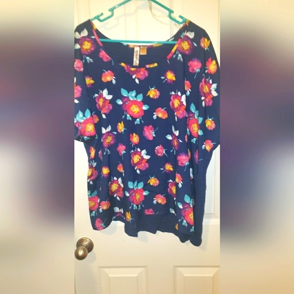 Eyelash Sheer Floral Top Size 3X